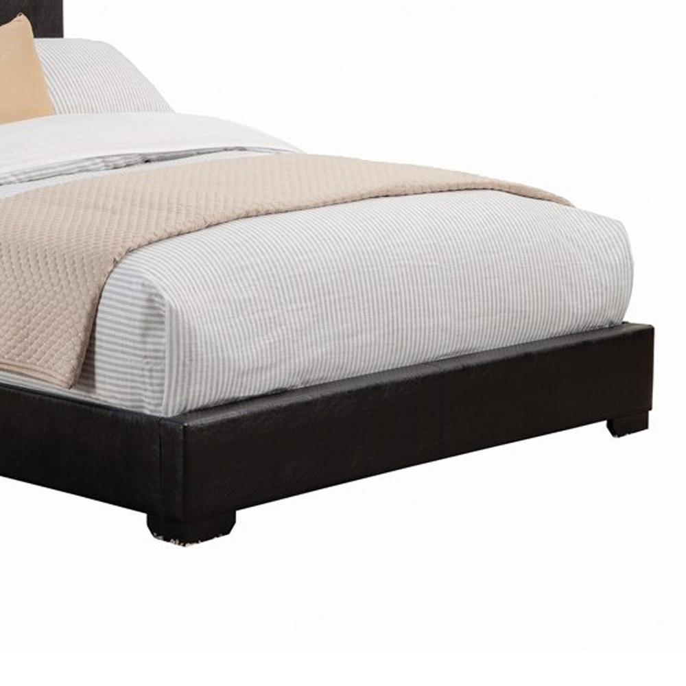 Contemporary Style Leatherette Eastern King Size Panel Bed, Black- Saltoro Sherpi