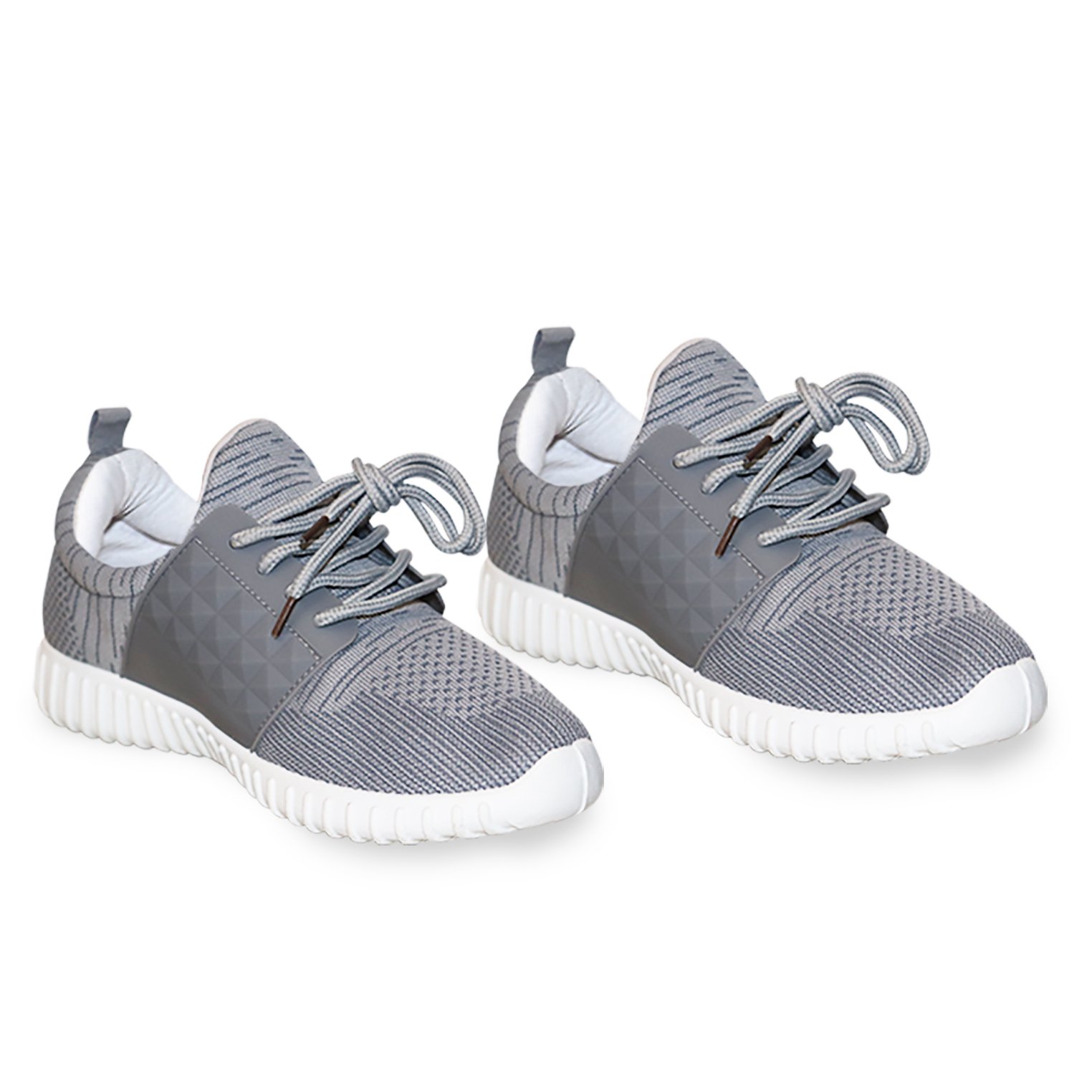 Women's Casual Breathable Memory Foam Lace-Up Sneakers - Grey, Small (5-6)