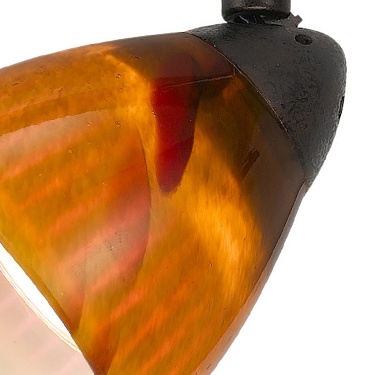 Glass Shade Track Light Head With Metal Frame, Yellow And Dark Bronze- Saltoro Sherpi