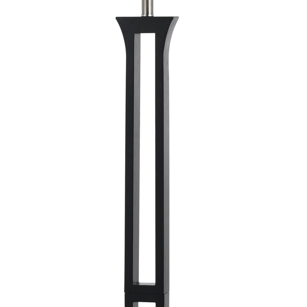 100 Watt Metal Body Floor Lamp With Square Fabric Shade, Black And White- Saltoro Sherpi
