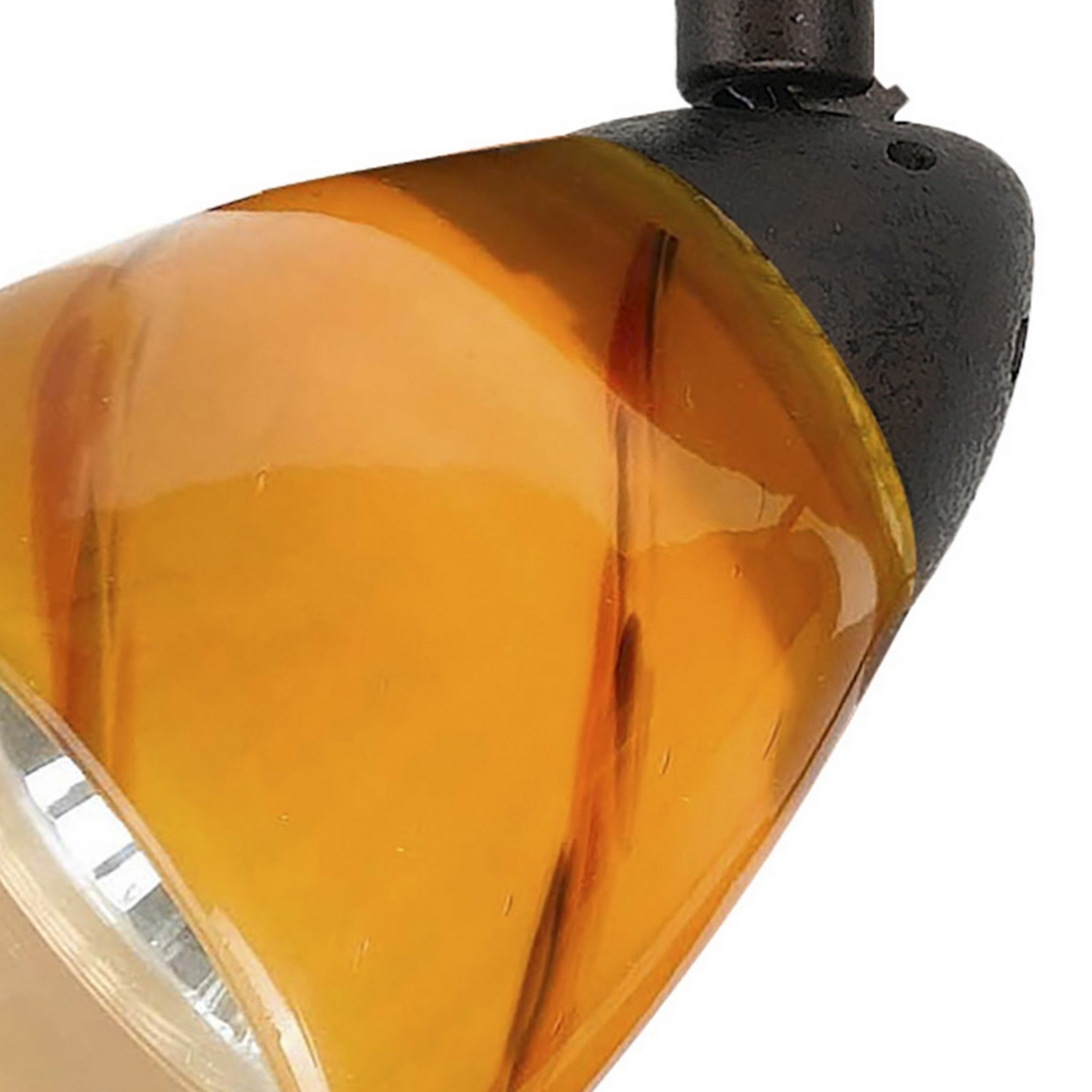 Glass Shade Track Light Head With Metal Frame, Yellow And Rustic Bronze- Saltoro Sherpi