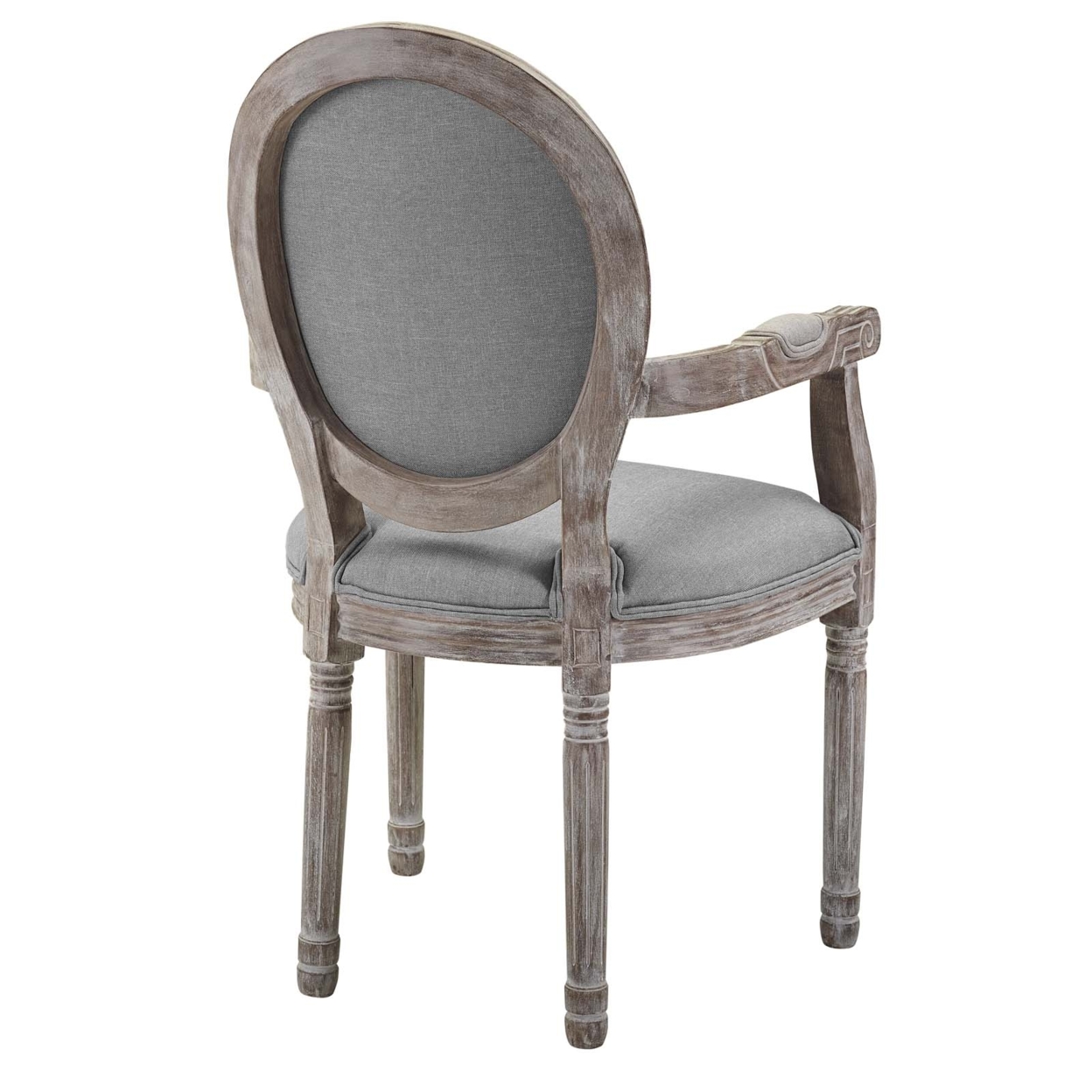 Emanate Vintage French Upholstered Fabric Dining Armchair, Light Gray