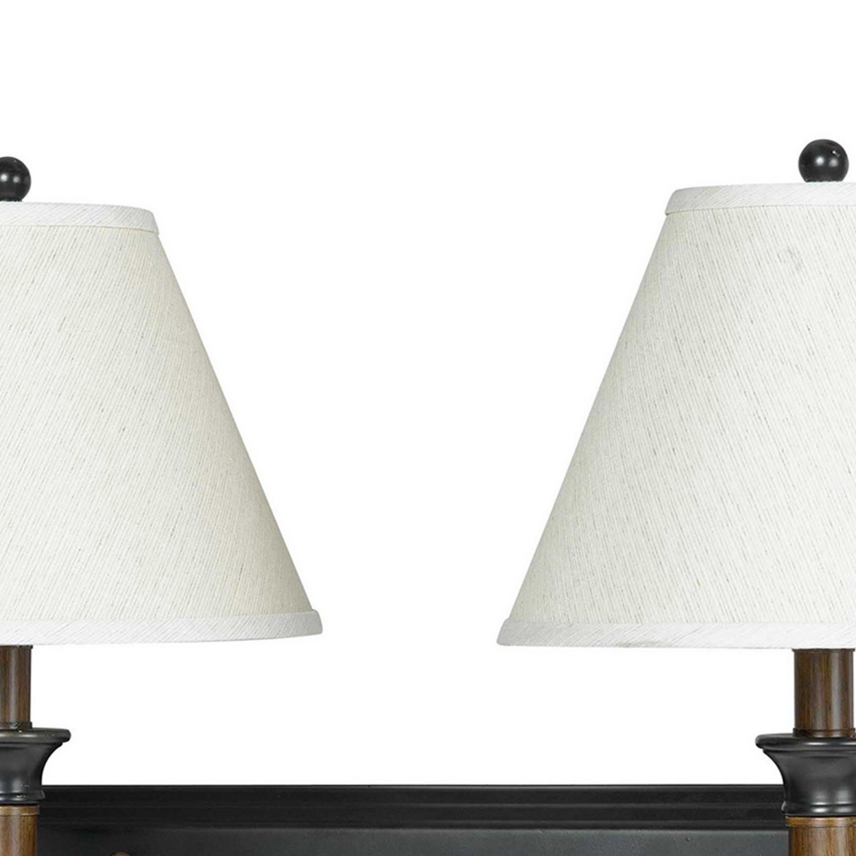 Metal Frame Dual Wall Lamps With Fabric Conical Shade, White And Brown- Saltoro Sherpi