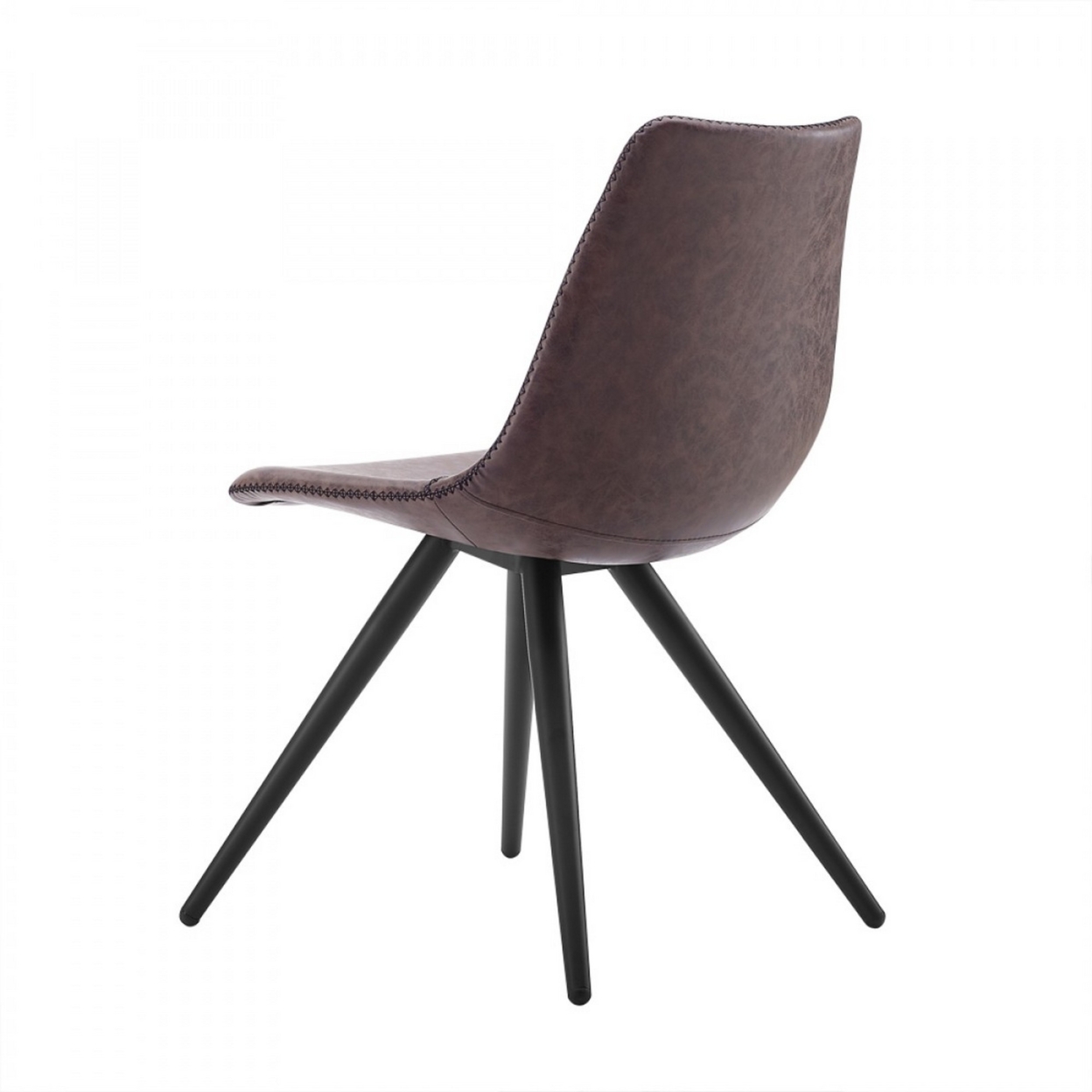 Leatherette Curved Dining Chair With Angled Legs, Set Of 2, Brown And Black- Saltoro Sherpi