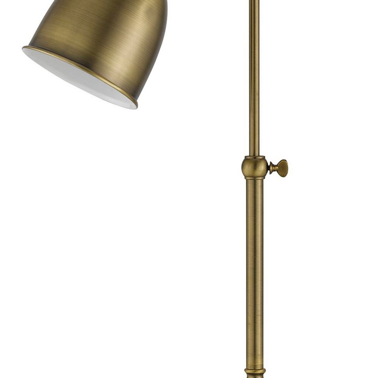 Metal Round 25 Table Lamp With Adjustable Pole, Antique Bronze- Saltoro Sherpi
