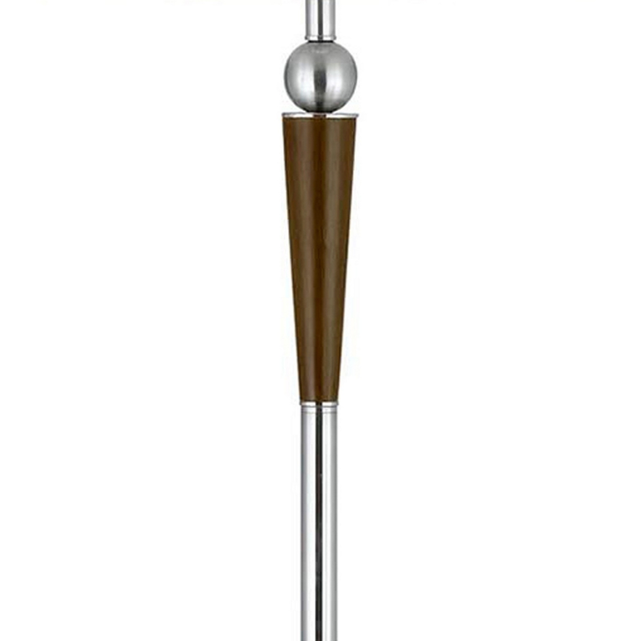 Tubular Metal Body Floor Lamp With Fabric Tapered Shade, White And Silver- Saltoro Sherpi