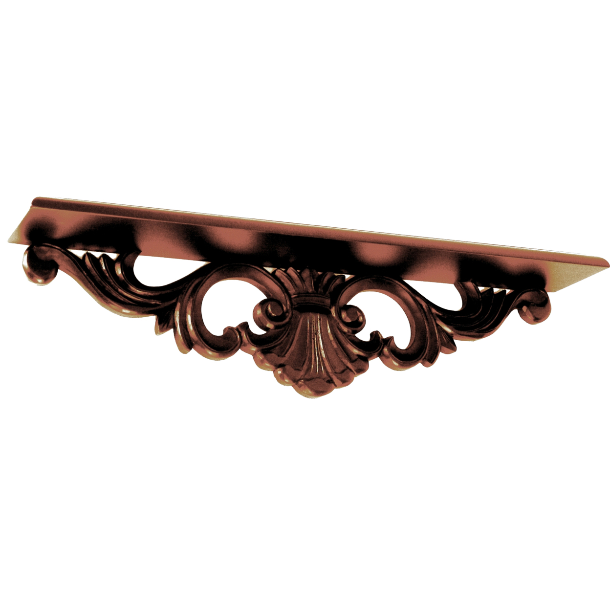 Hand Carved Wooden Wall Shelf With Floral Design Display, Brown- Saltoro Sherpi