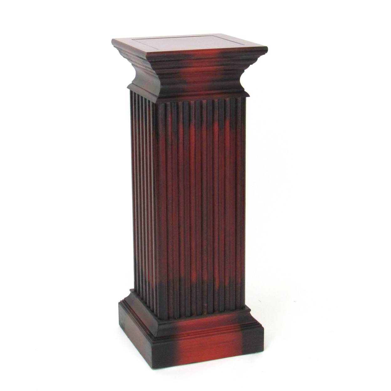 Transitional Style Square Top Pedestal Stand, Brown- Saltoro Sherpi