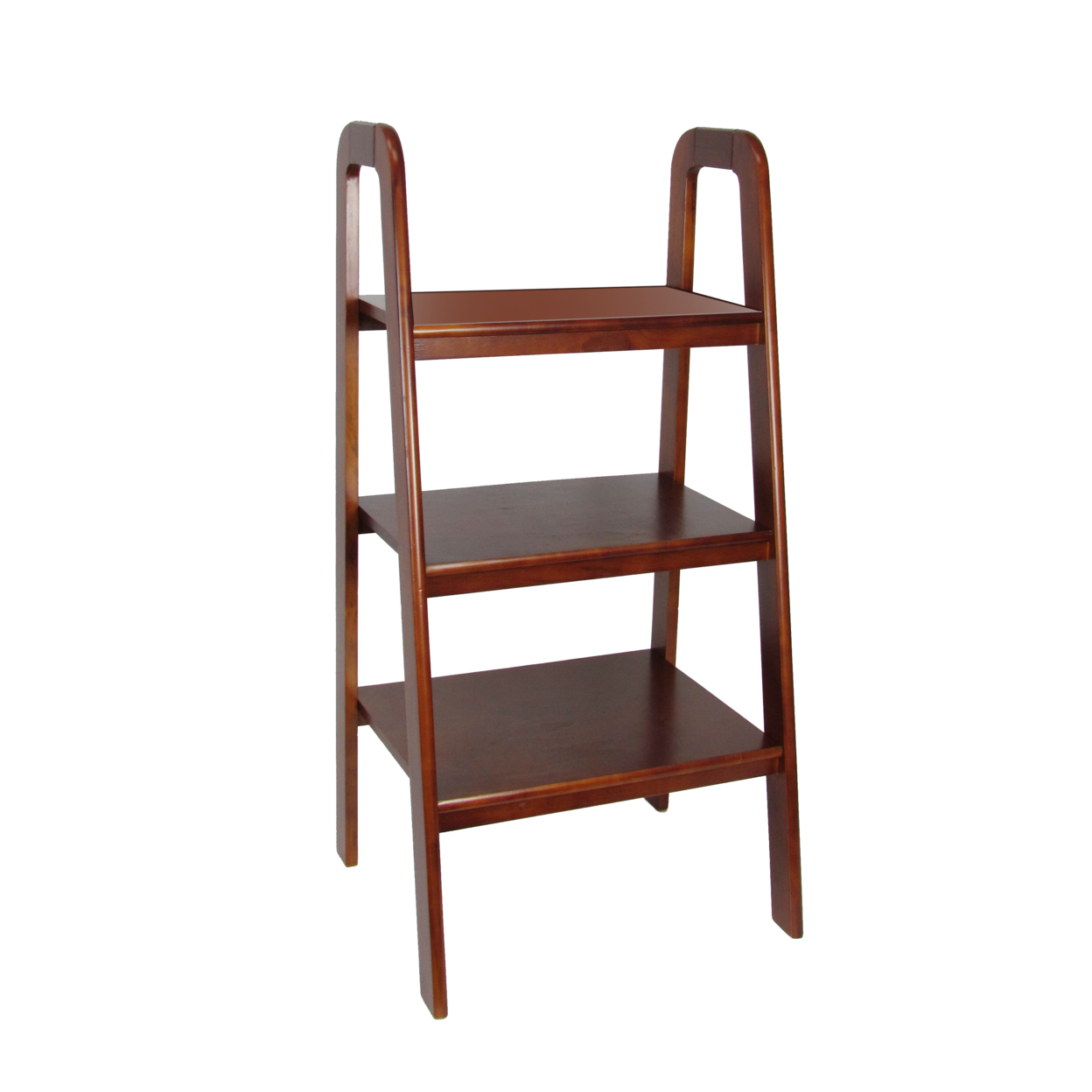 3 Tier Wooden Storage Ladder Stand With Open Back And Sides, Brown- Saltoro Sherpi