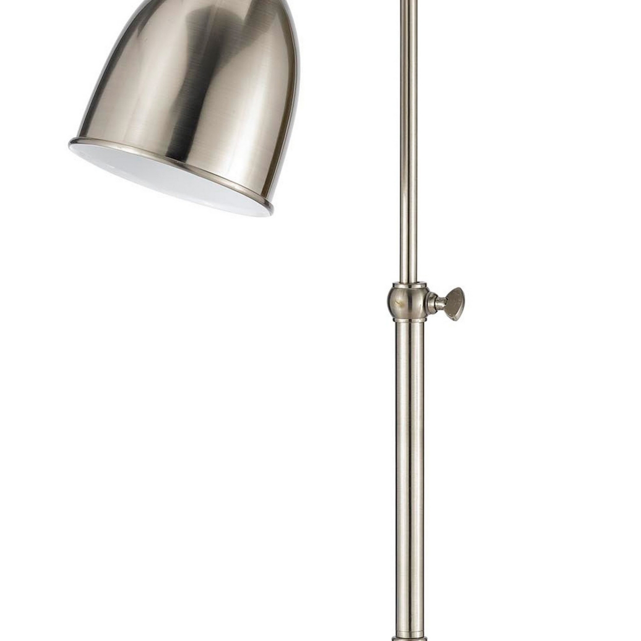 Metal Round 25 Table Lamp With Adjustable Pole, Silver- Saltoro Sherpi