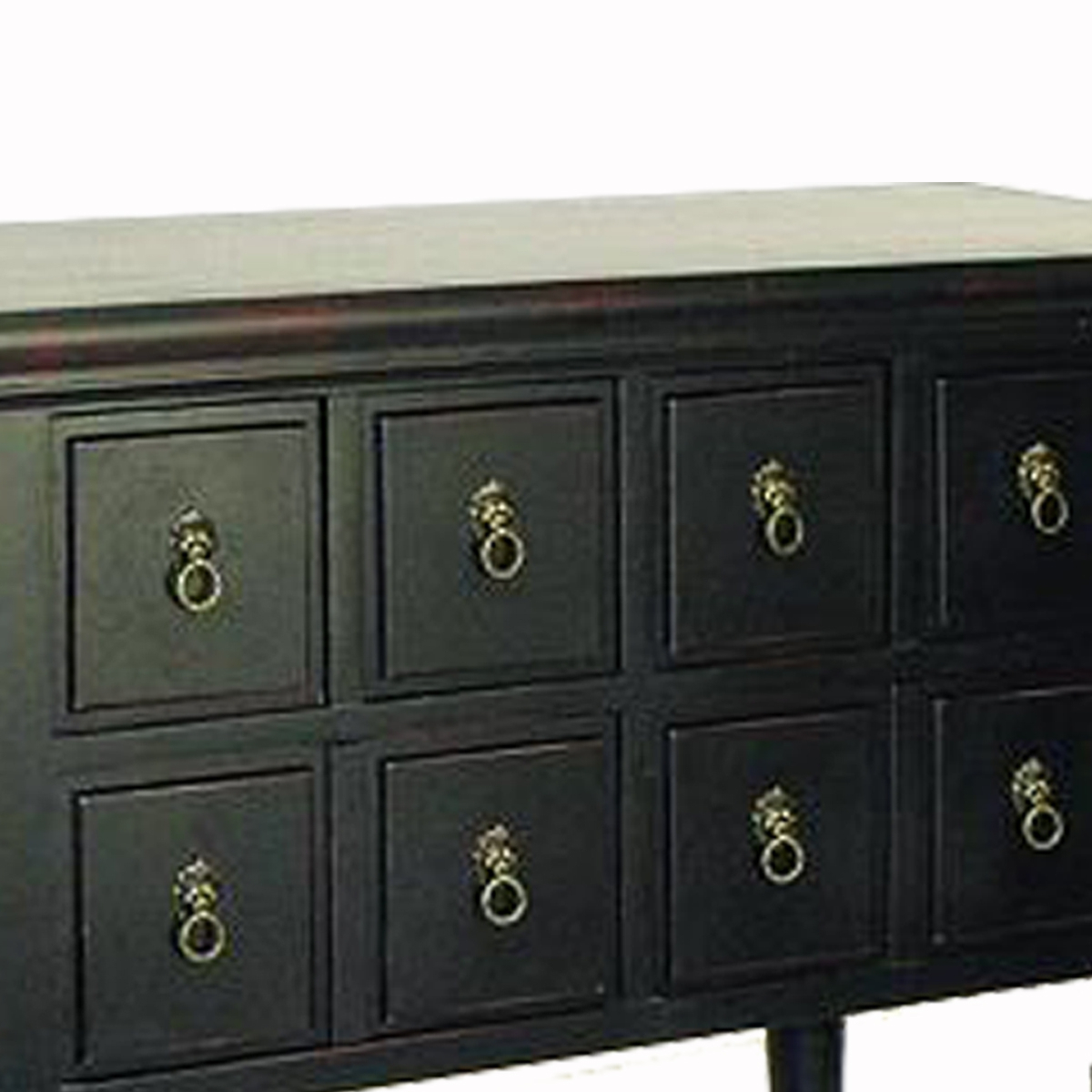 Hand Finished 6 Drawers Console Table With 1 Bottom Shelf, Antique Black- Saltoro Sherpi