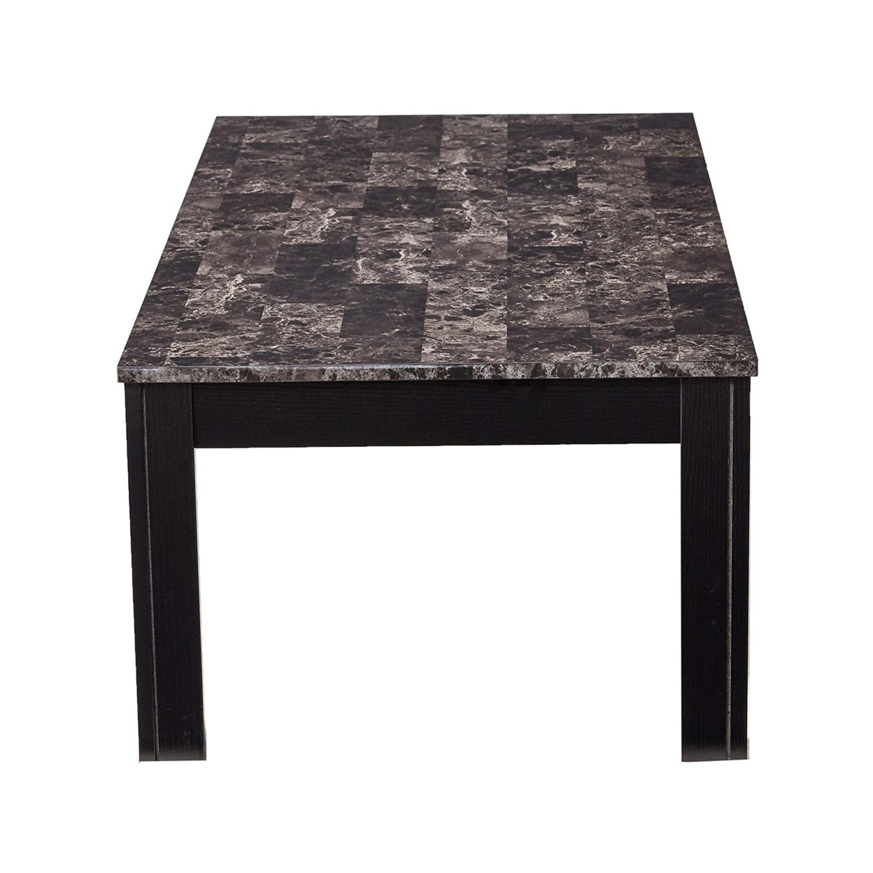 Impressive 3 Piece Occasional Table Set With Marble Top, Black- Saltoro Sherpi