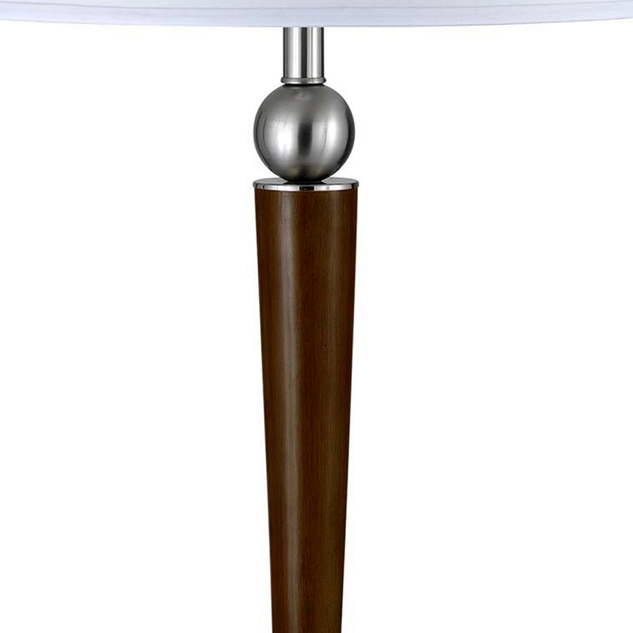 2 Bulb Wooden Body Table Lamp With Fabric Tapered Shade, White And Brown- Saltoro Sherpi