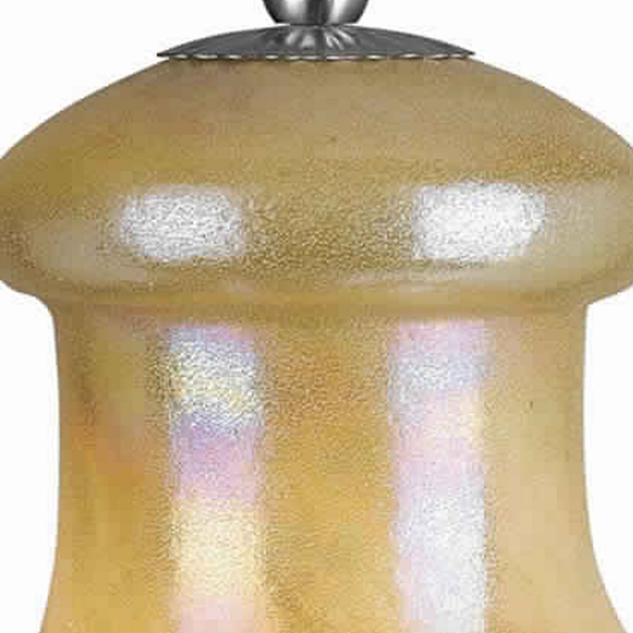 Bell Design Glass Shade Pendant Lighting With Cord, Beige And Silver- Saltoro Sherpi