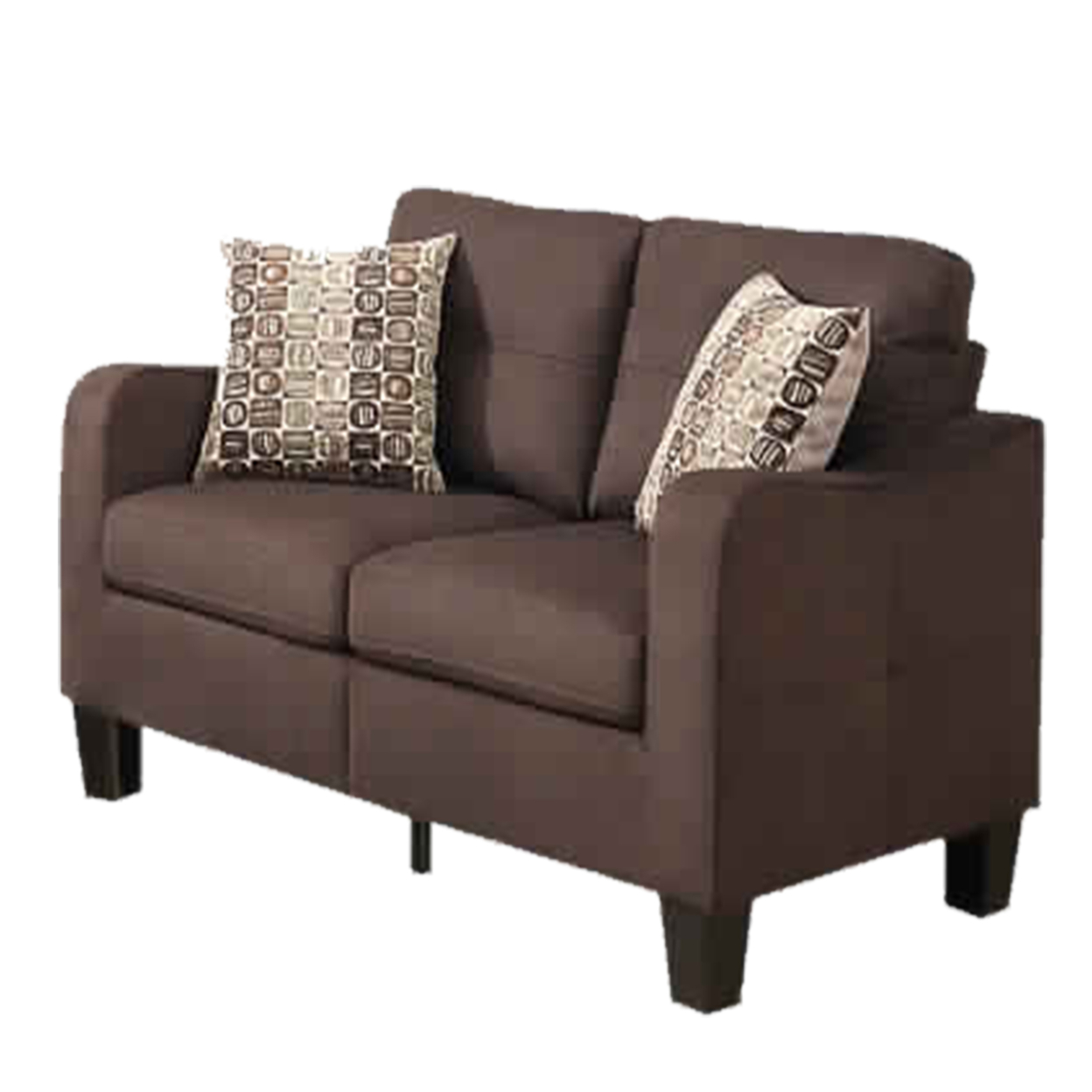 Polyfiber 2 Pieces Sofa Set With Accent Pillows Brown- Saltoro Sherpi