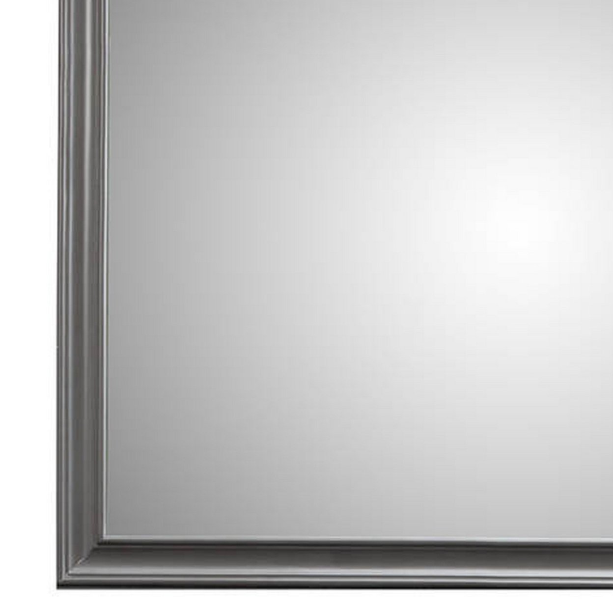 Transitional Style Rectangular Molded Mirror With Wooden Frame, Gray- Saltoro Sherpi