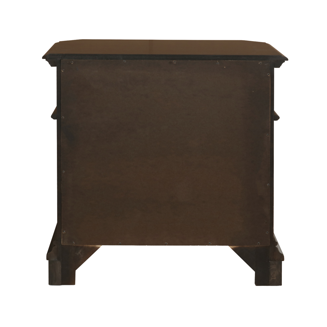 3 Drawer Wooden Nightstand With Molded Details And Metal Pulls, Brown- Saltoro Sherpi