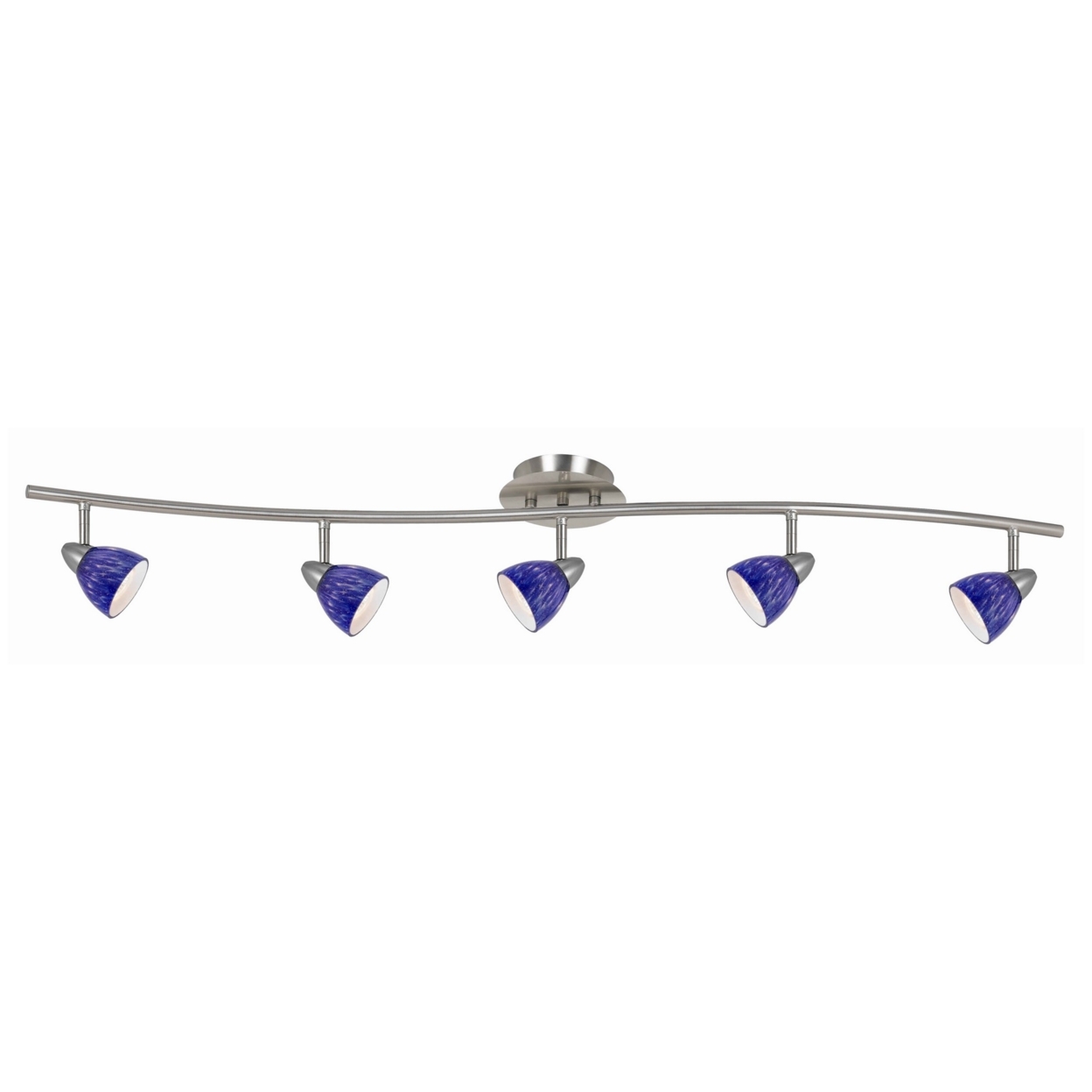 5 Light 120V Metal Track Light Fixture With Textured Shade, Silver And Blue- Saltoro Sherpi