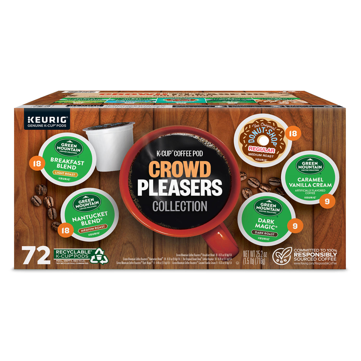 Keurig Crowd Pleasers K-Cup Pod Coffee, Variety Pack (72 Count)