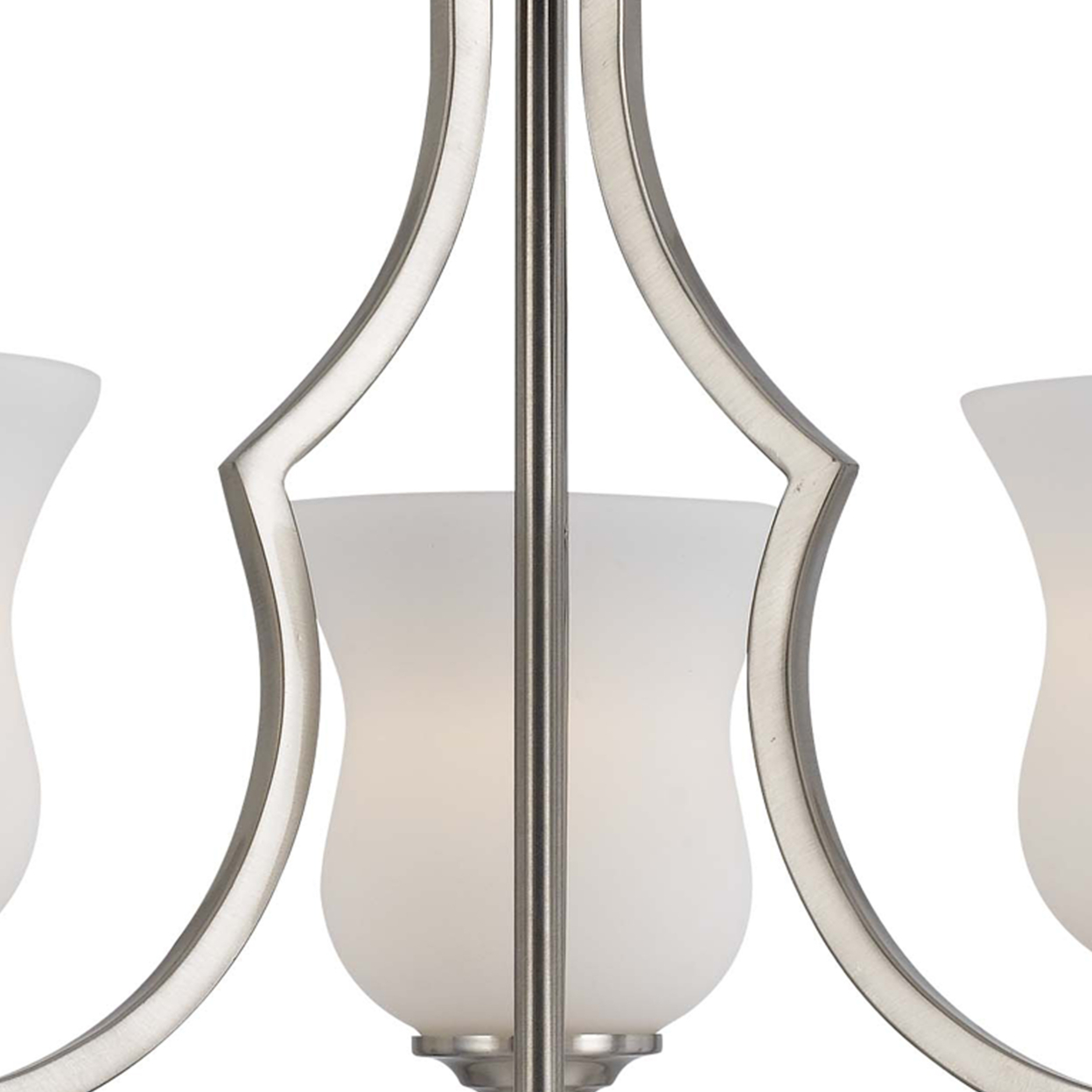 3 Bulb Uplight Chandelier With Metal Frame And Glass Shades,Silver And White- Saltoro Sherpi