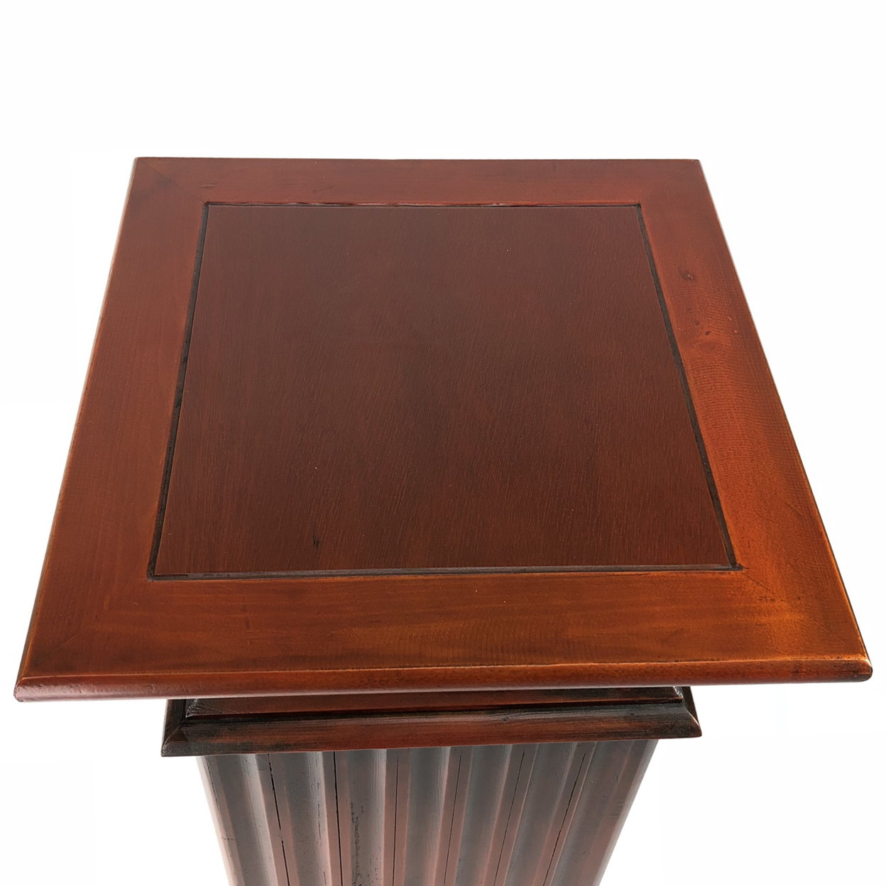 Transitional Style Square Top Pedestal Stand, Brown- Saltoro Sherpi