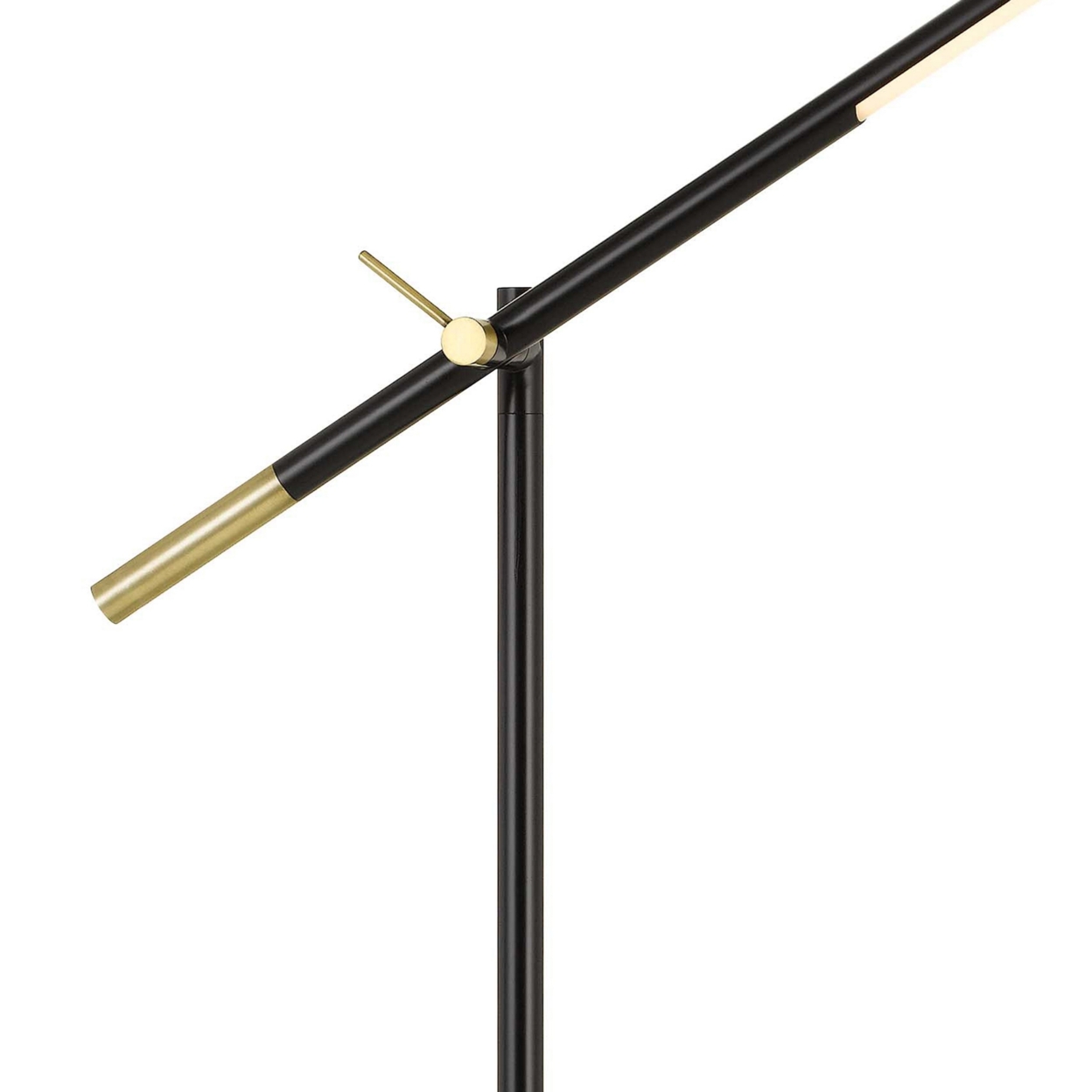 10 Watt Adjustable Metal Frame Floor Lamp, Black And Brass- Saltoro Sherpi