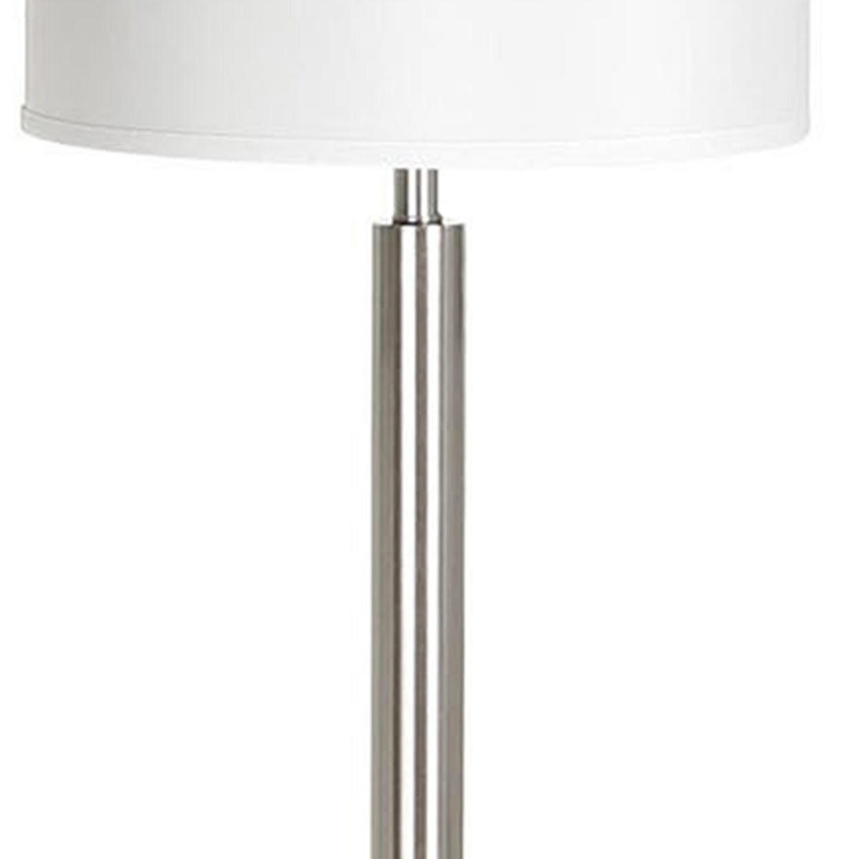 Metal Floor Lamp With Tubular Support And Push Through Switch, Silver- Saltoro Sherpi