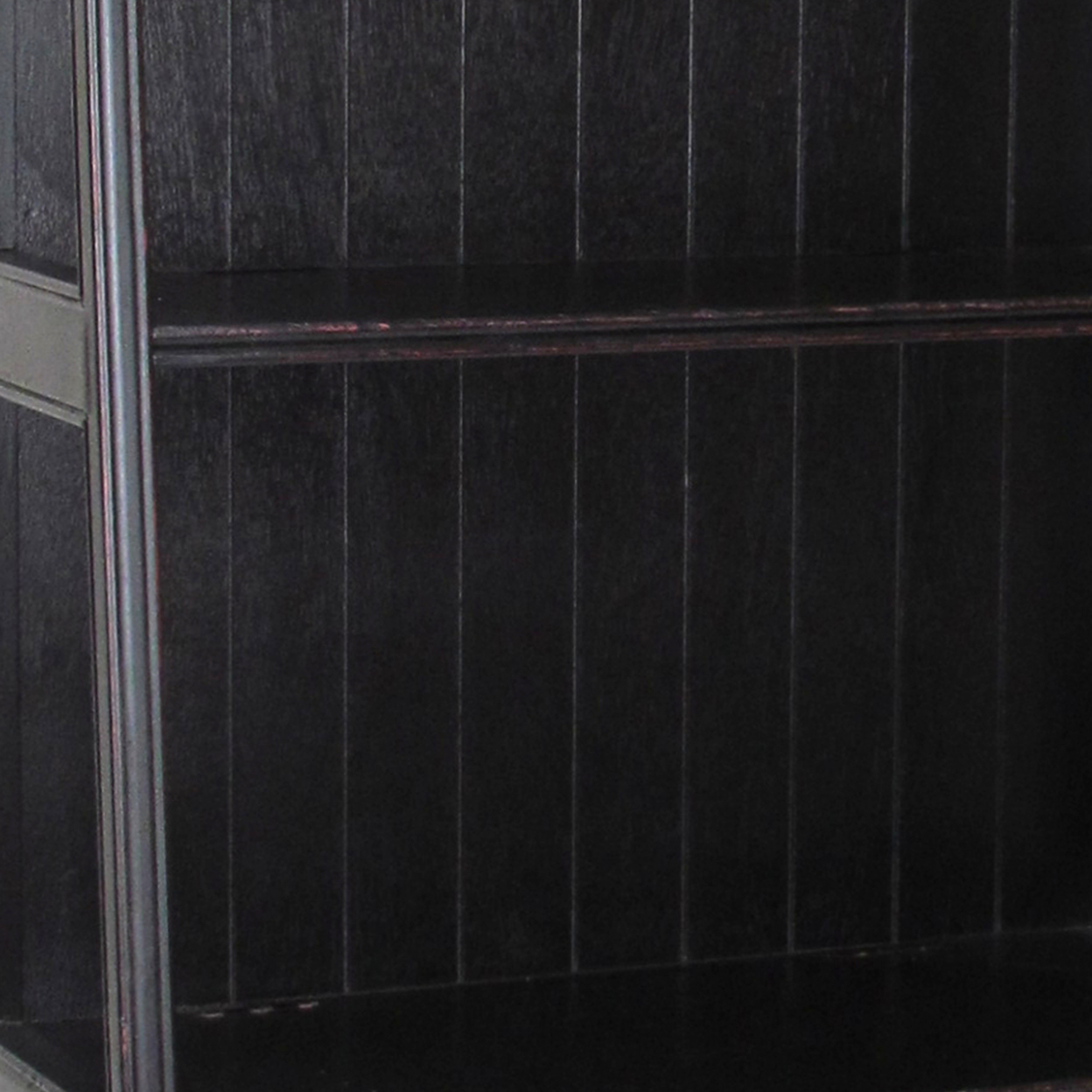 4 Tier Foldable Shelf Display Stand With Plank Style Back, Black- Saltoro Sherpi