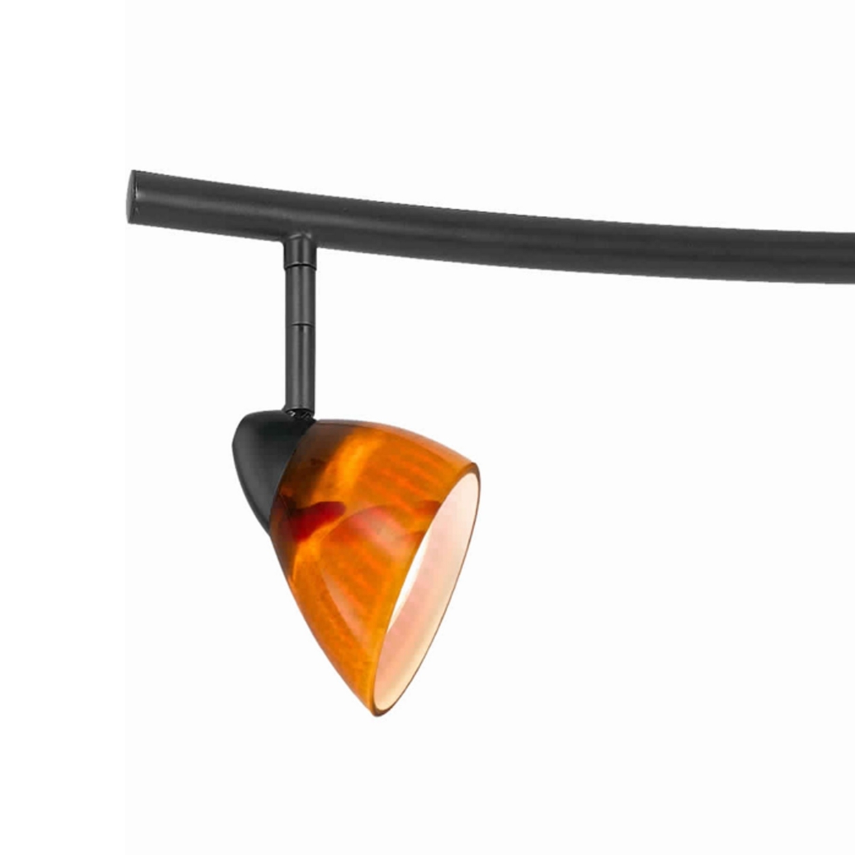 5 Light 120V Metal Track Light Fixture With Glass Shade, Black And Orange- Saltoro Sherpi