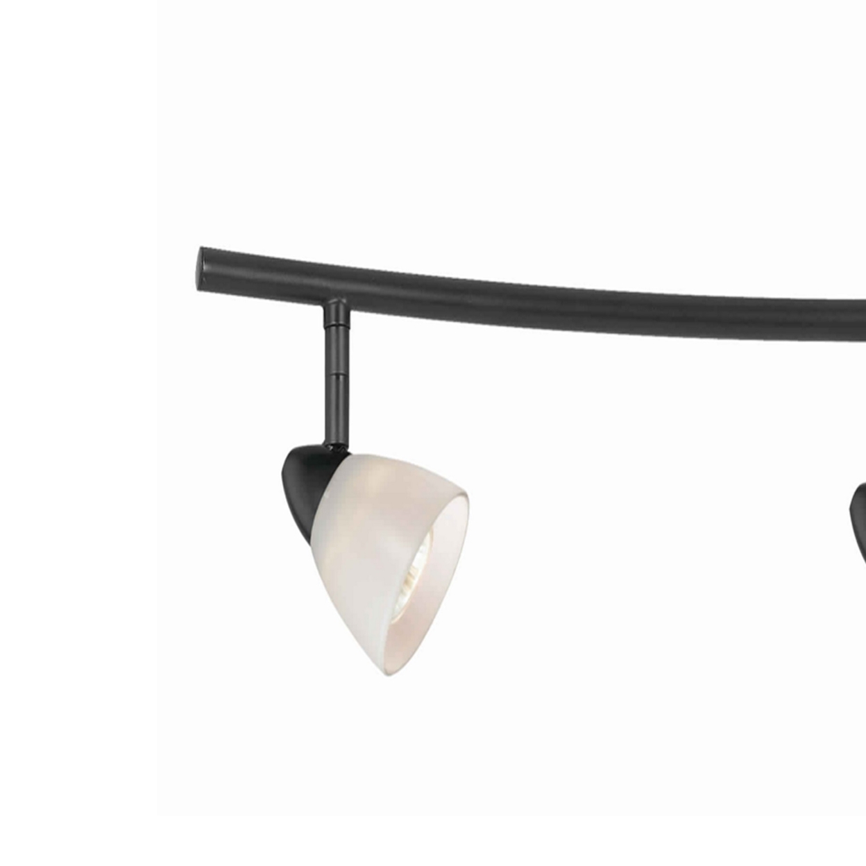 5 Light 120V Metal Track Light Fixture With Glass Shade, Black And White- Saltoro Sherpi