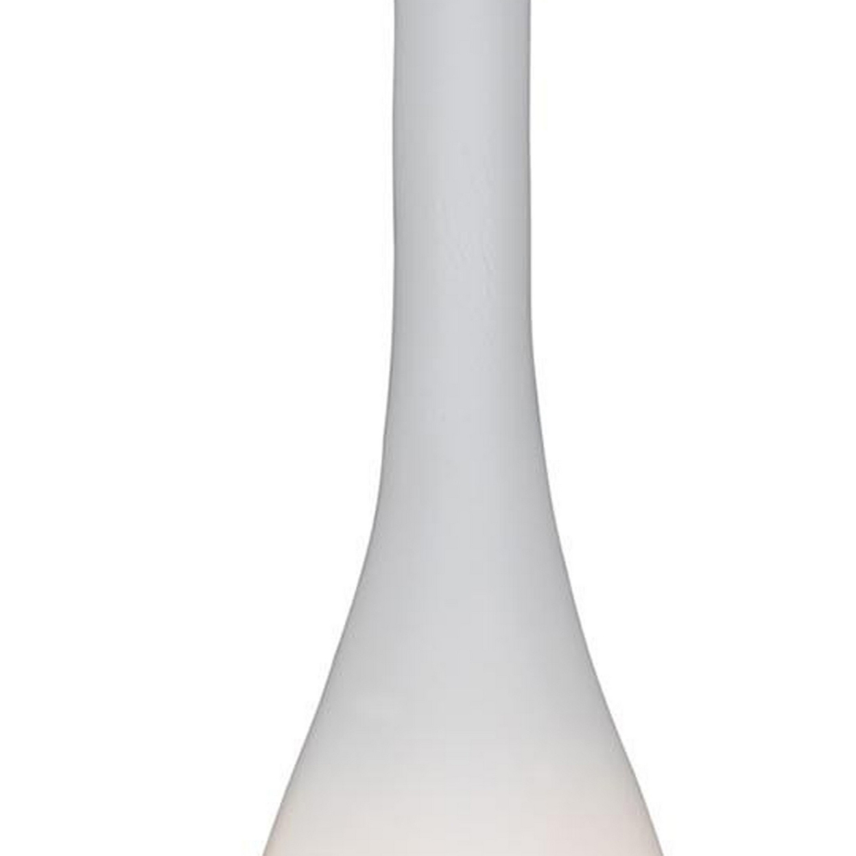 Bottle Shape Glass Hanging Lamp With Stripes And Cut Out Details, White- Saltoro Sherpi
