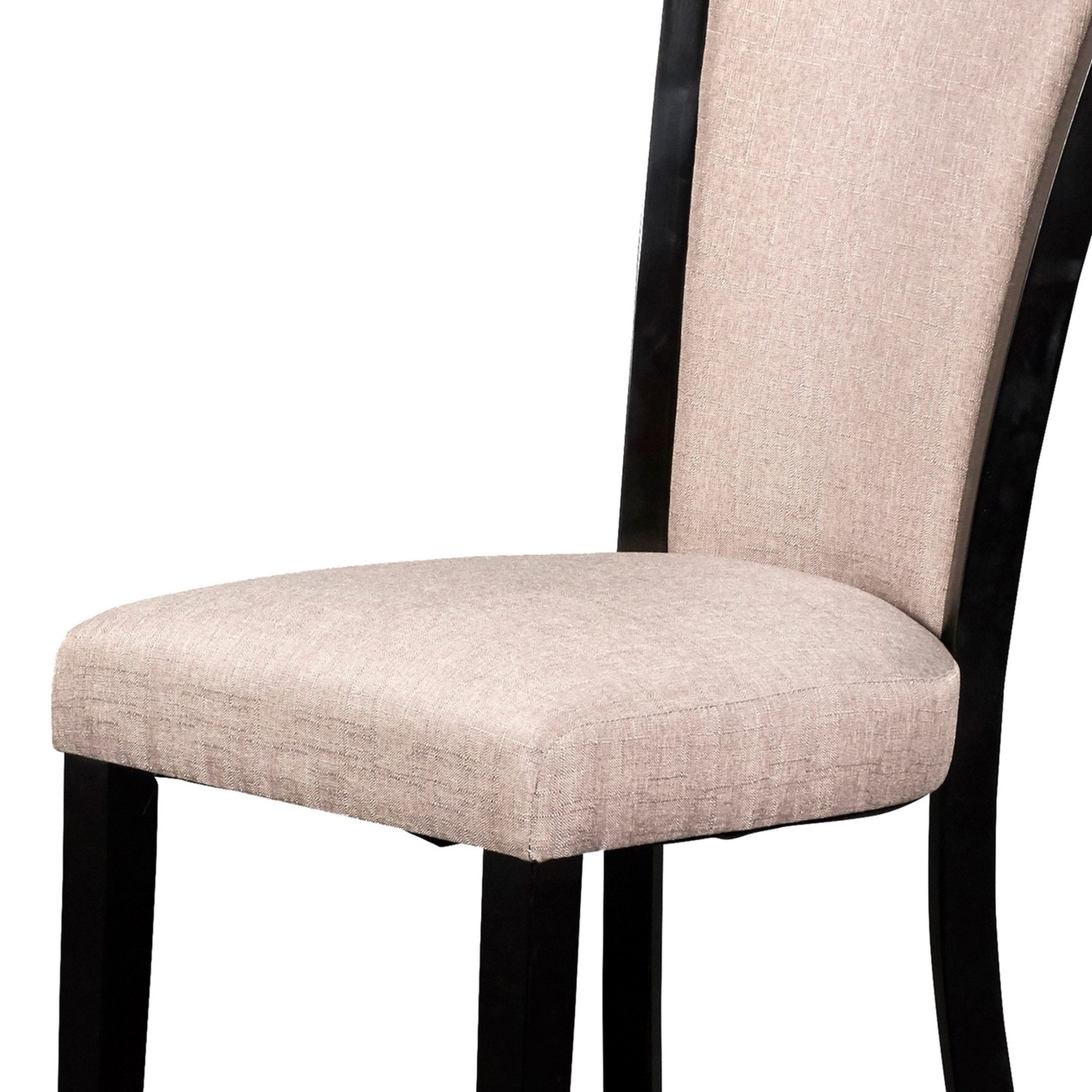 Wooden Dining Chair With Fabric Seat And Backrest, Set Of 2,Black And Beige- Saltoro Sherpi