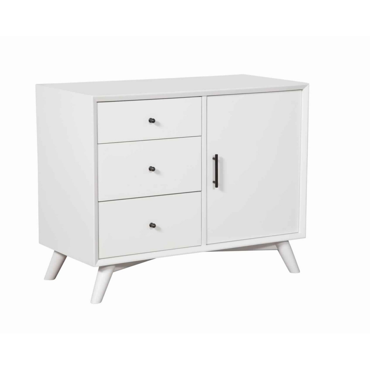 Wooden Accent Cabinet With 3 Drawers And 1 Door, White- Saltoro Sherpi