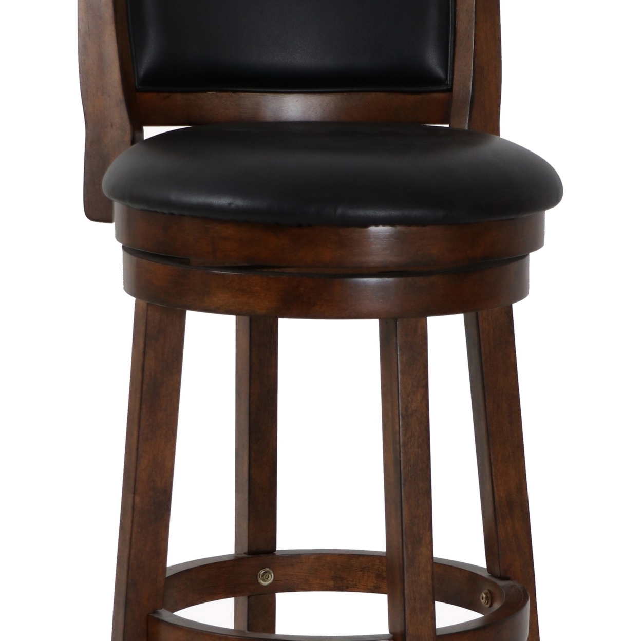 Curved Swivel Barstool With Leatherette Padded Seating, Brown And Black- Saltoro Sherpi