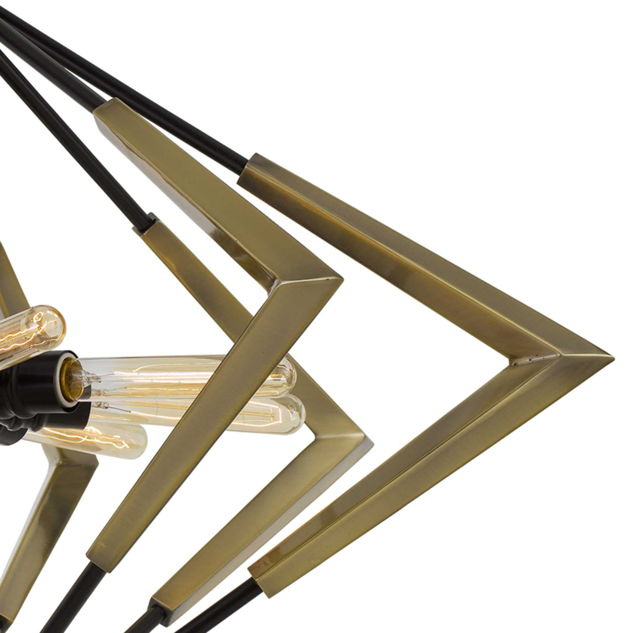9 Bulb Metal Frame Chandelier With Boomerang Design, Black And- Saltoro Sherpi