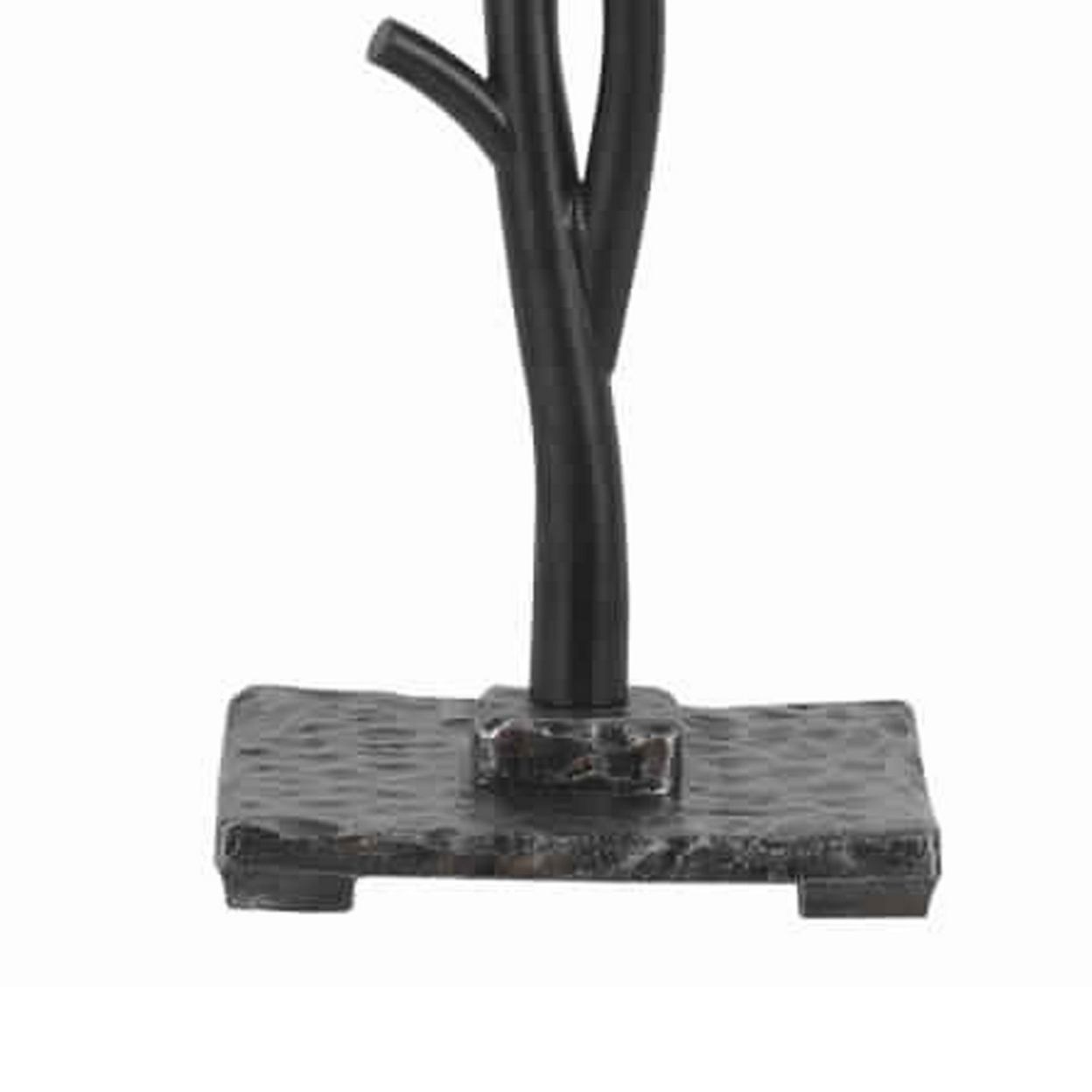 Metal Tree And Bird Body Table Lamp With Tapered Shade, Black And Beige- Saltoro Sherpi