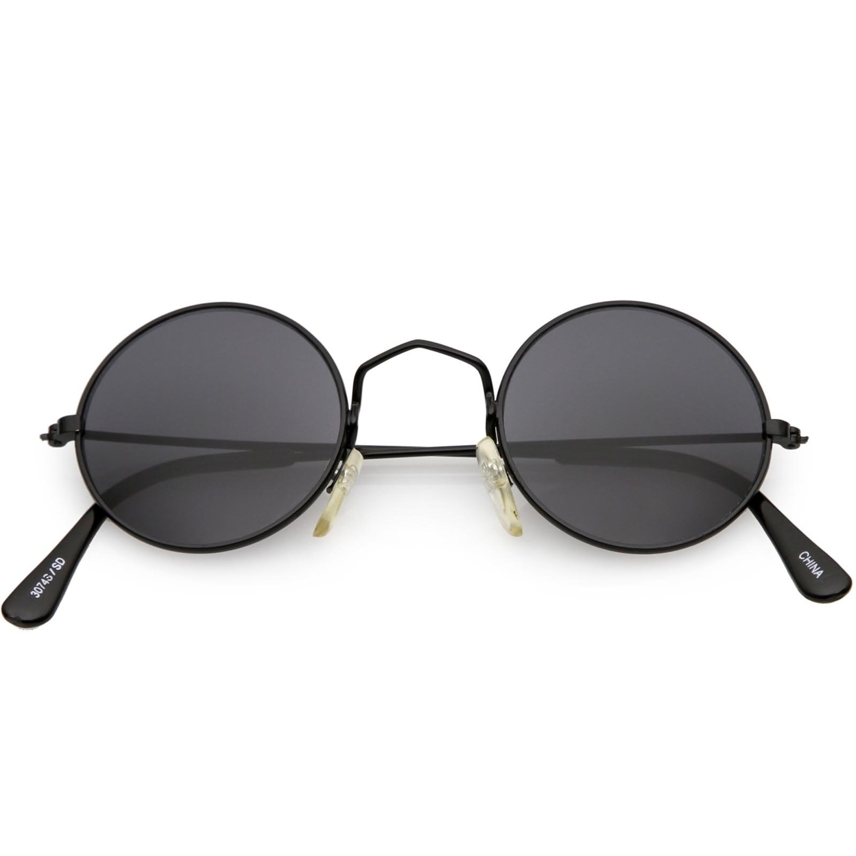 True Vintage Small Thin Frame Circle Sunglasses Neutral Colored Lens 42mm - Black / Smoke