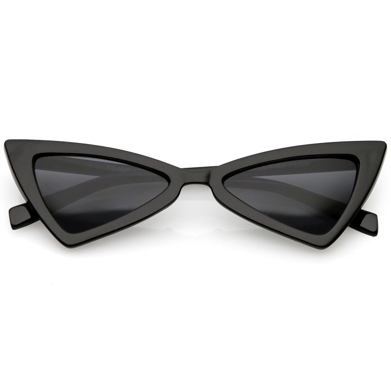 Women's Thin Extreme Cat Eye Sunglasses Neutral Colored Flat Lens 51mm - Black / Smoke