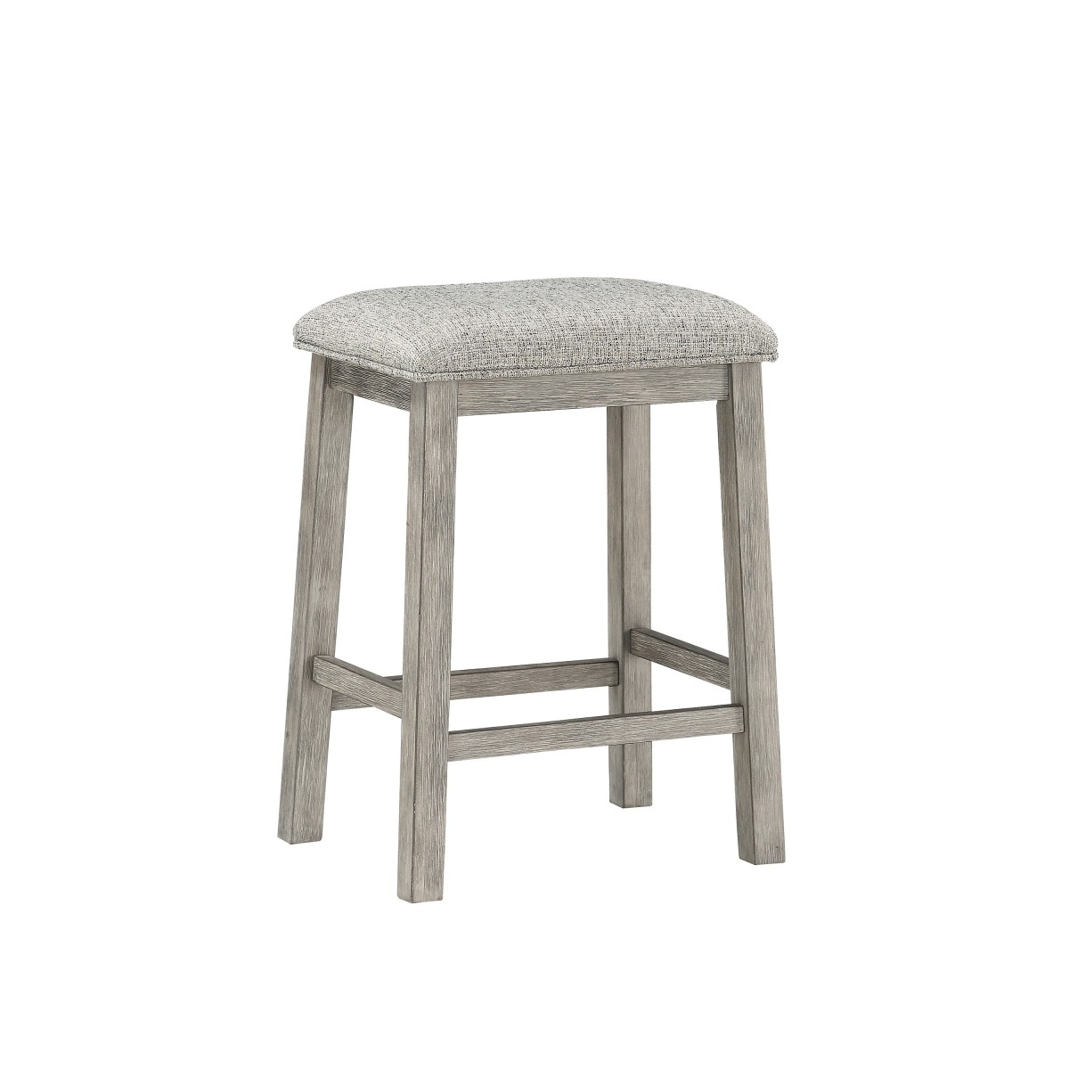 Trestle Base Counter Height Table With Fabric Backless Stools,Set Of 3,Gray- Saltoro Sherpi