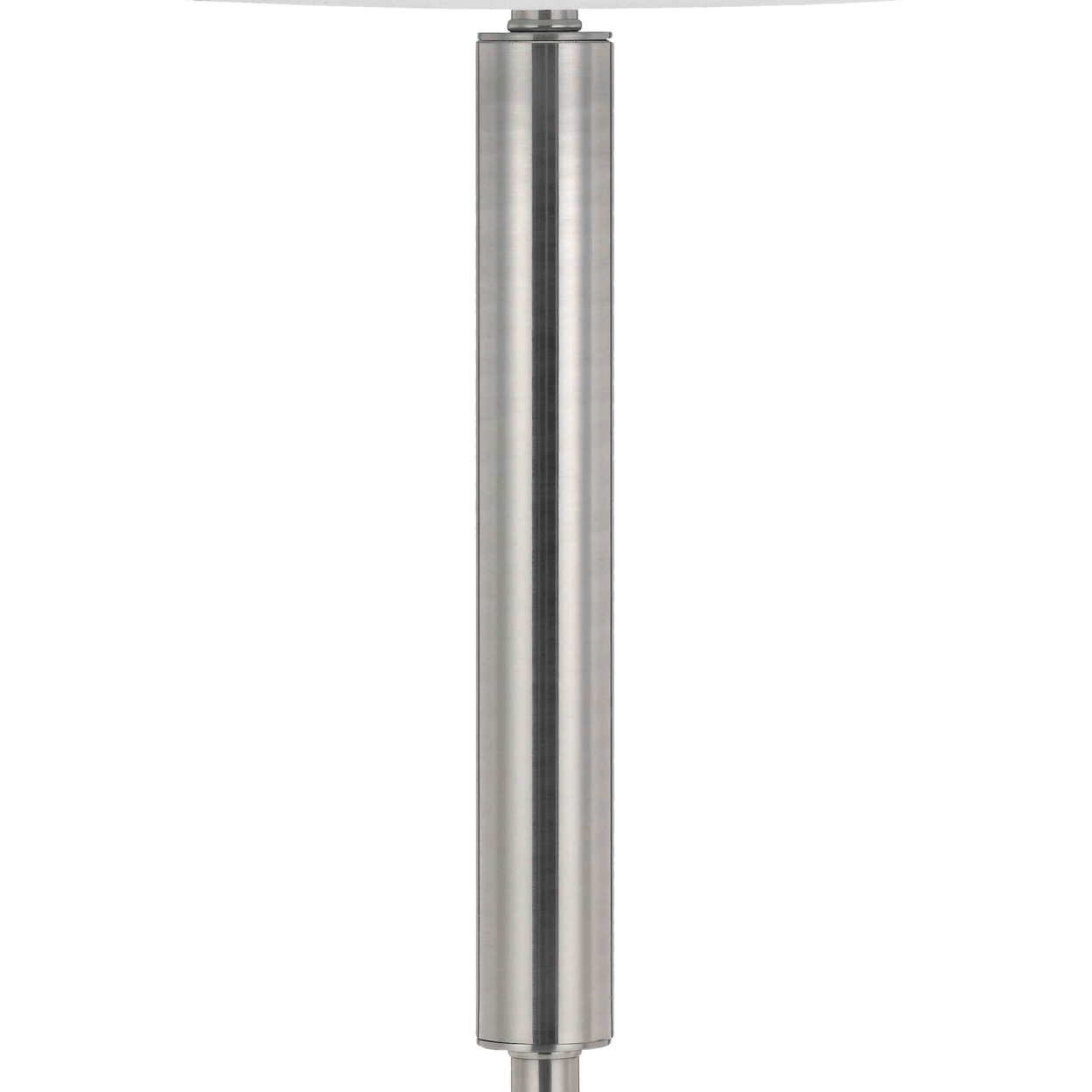 100 Watt Metal Frame Night Stand Lamp With Fabric Shade, White And Silver- Saltoro Sherpi