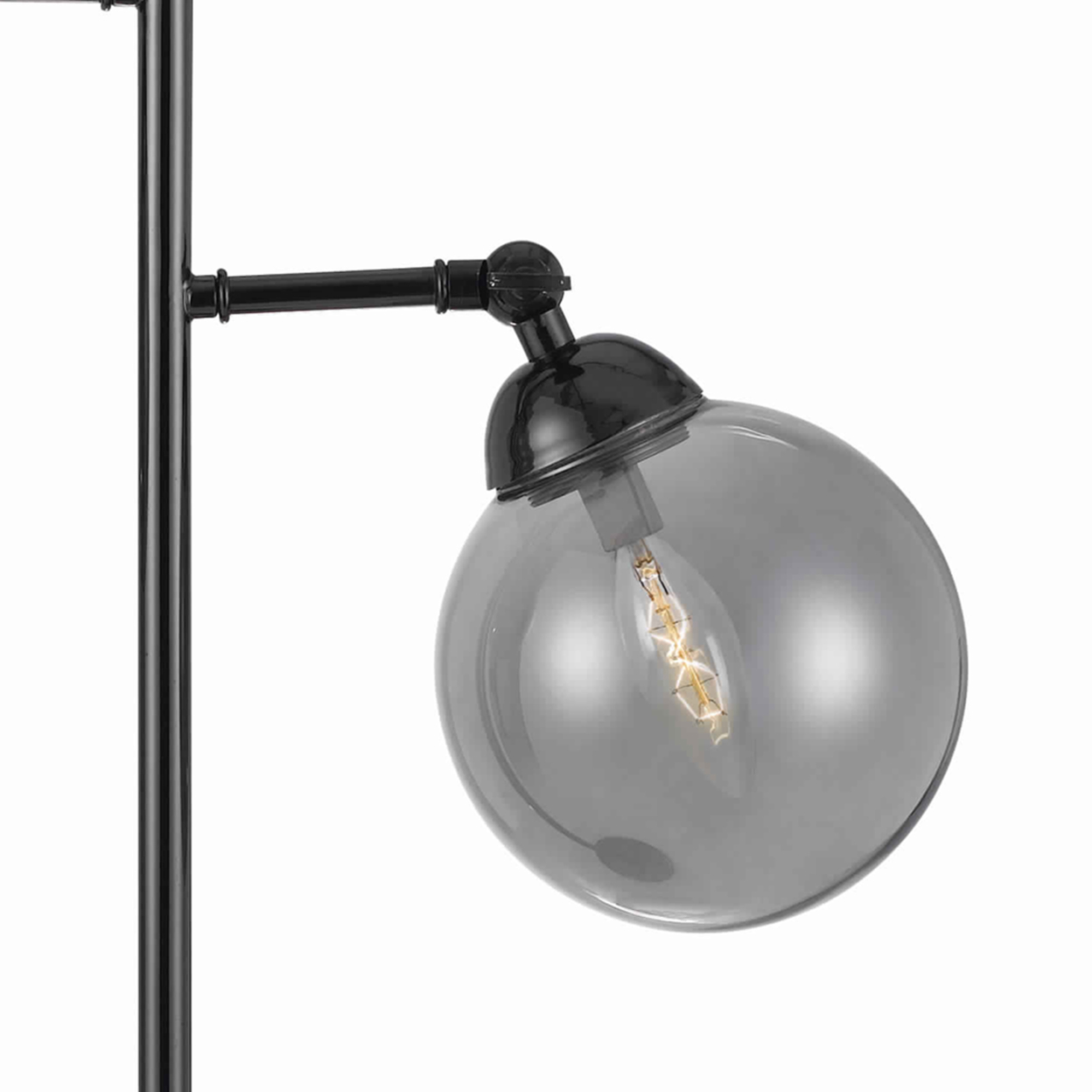 Industrial Metal Body Table Lamp With Two Glass Ball Shades, Black- Saltoro Sherpi