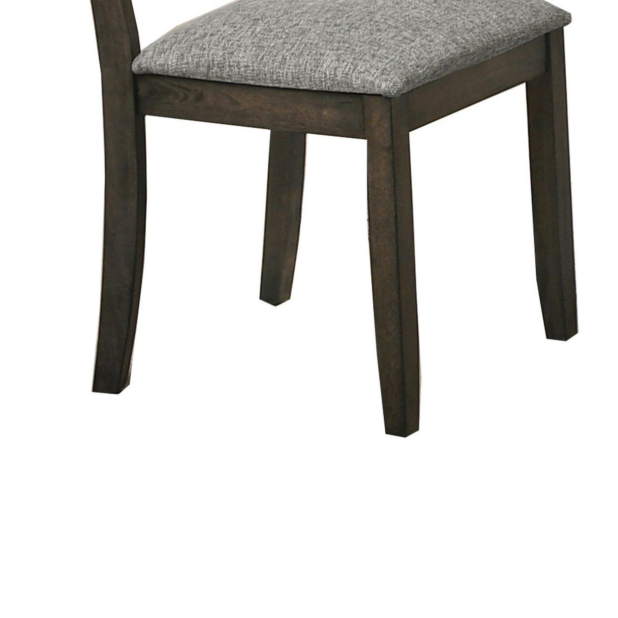 Wooden Side Chair With Fabric Upholstered Seat, Set Of 2, Brown And Gray- Saltoro Sherpi