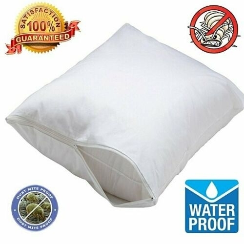 16 Deep Hypoallergenic Fabric Zipper Waterproof Mattress Cover BedBug Protector - 2-Pack Fabric Pillow Cover
