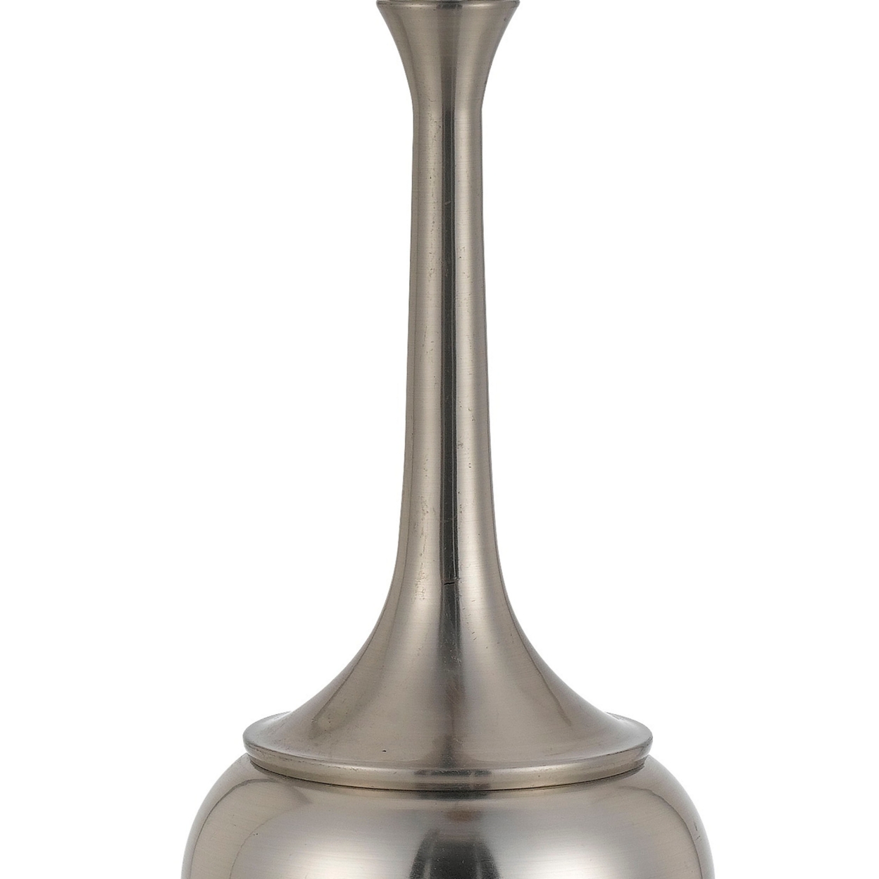 Elongated Bellied Shape Metal Accent Lamp With Drum Shade, Silver- Saltoro Sherpi