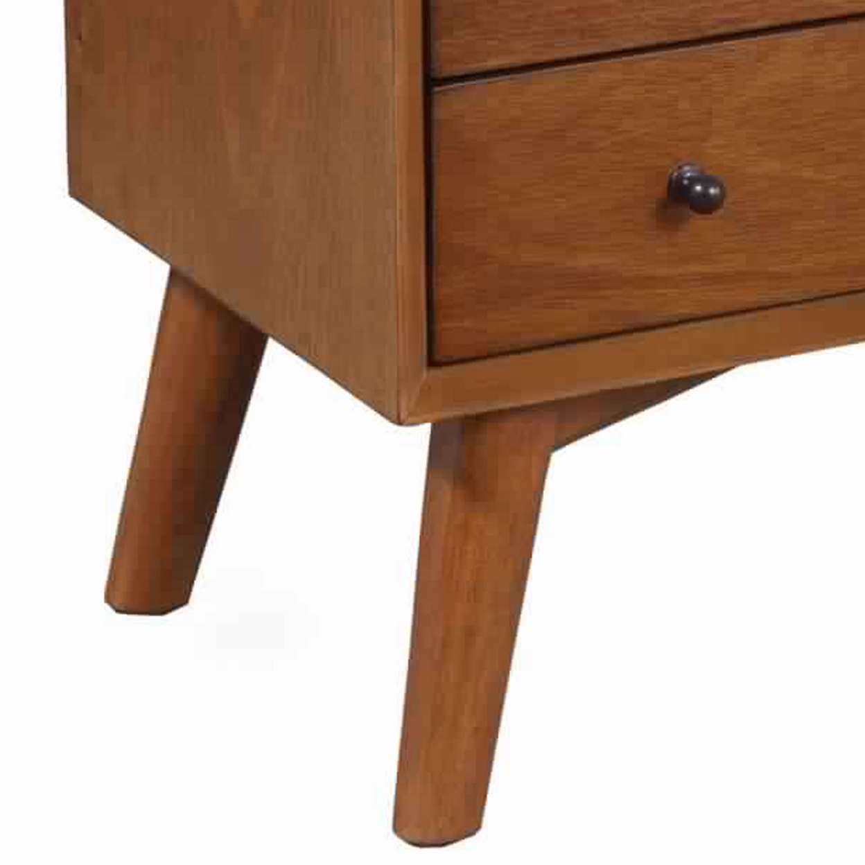 2 Drawer Wooden Nightstand With Open Compartment And Splayed Legs, Brown- Saltoro Sherpi