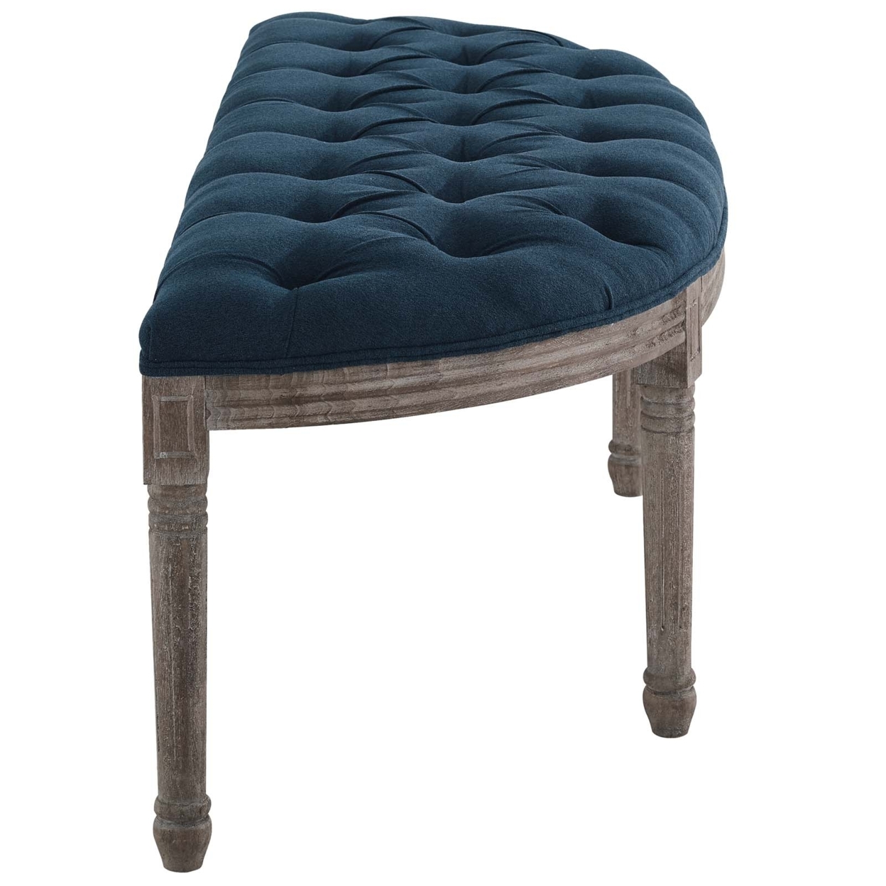 Esteem Vintage French Upholstered Fabric Semi-Circle Bench,Navy