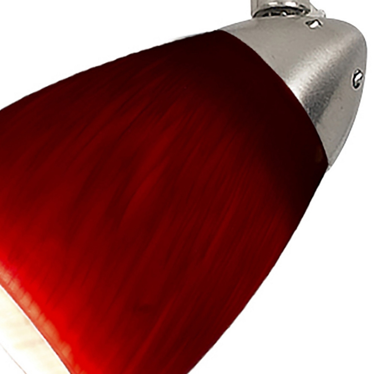 Hand Blown Glass Shade Track Light Head With Metal Frame, Red And Silver- Saltoro Sherpi