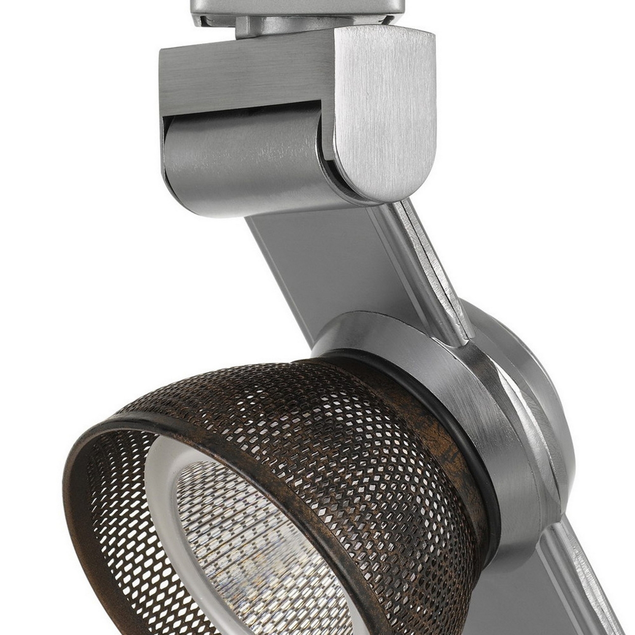 12W Integrated LED Metal Track Fixture With Mesh Head, Silver And Bronze- Saltoro Sherpi