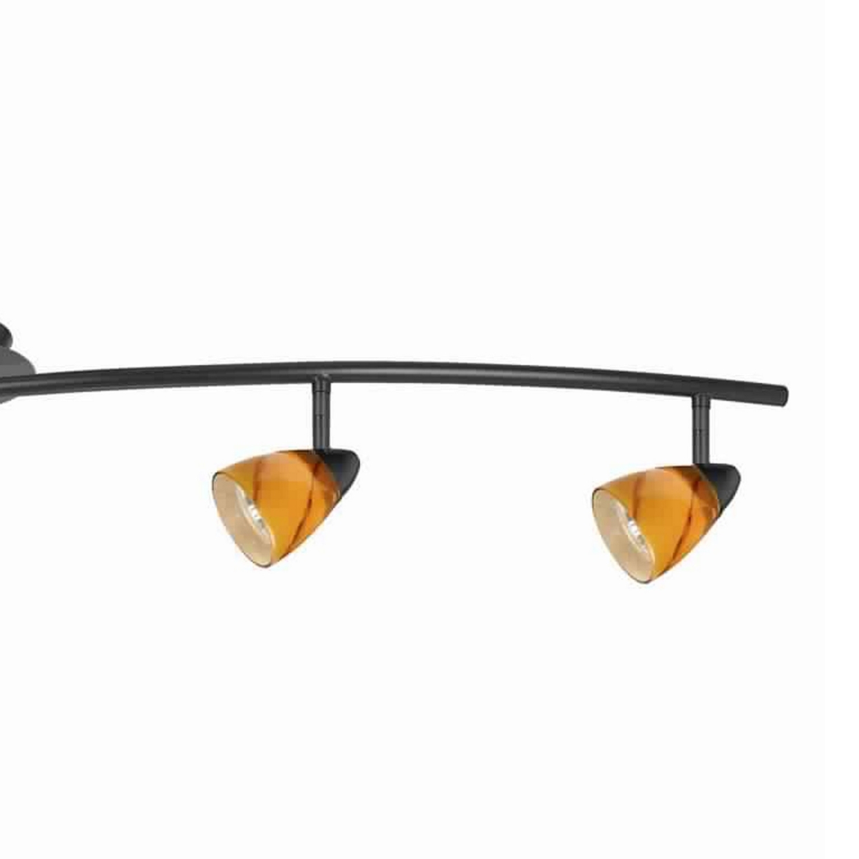 5 Light Glass Shade 120V Metal Track Light Fixture, Black And Yellow- Saltoro Sherpi