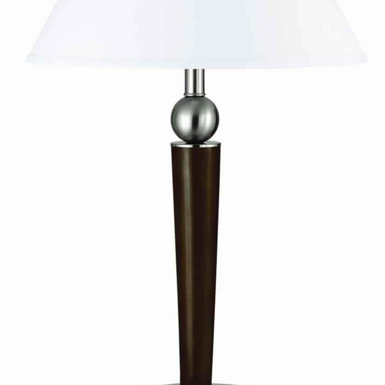 60 X 2 Watt Metal Frame Night Stand Lamp With Fabric Shade, White And Brown- Saltoro Sherpi